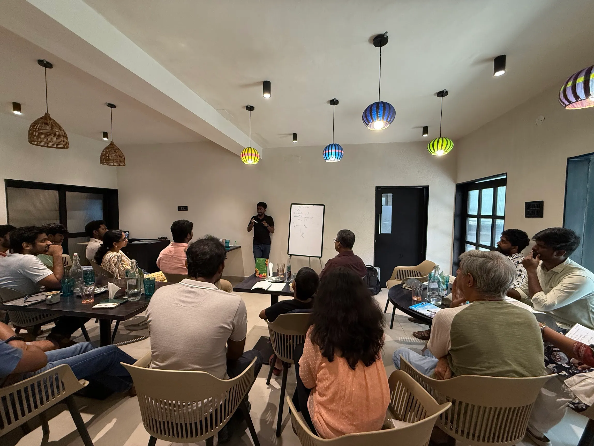 Members gathered for an astronomy workshop presentation